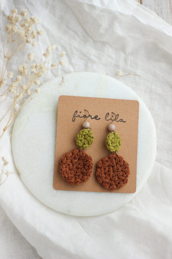 Jasmin earrings olive and brown