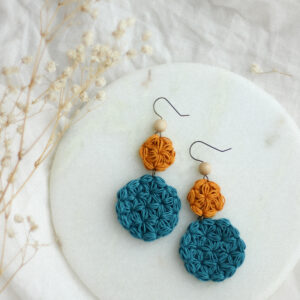 Jasmin Duo Earrings | Teal & Mustard